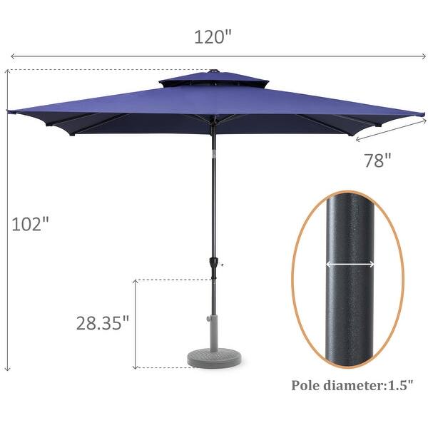 VredHom 10 x 6.5 Ft Double Top Market Patio Umbrella with Tilt-and ...
