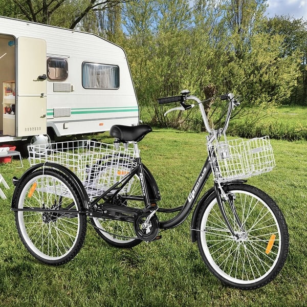 heavy duty 3 wheel bicycle Adult Tricycle, 20 Inch 3-Wheel Bikes Carrying Passengers and Cargo with Seat Belt, Trike with Front Baskets for Women, Seniors, Men, Low Step-Through Cruiser Bike for Cycling, Picnic, Outing, Cyan this sweet trike has an amazing 500 Goplus 26'' Single Speed 3-wheel