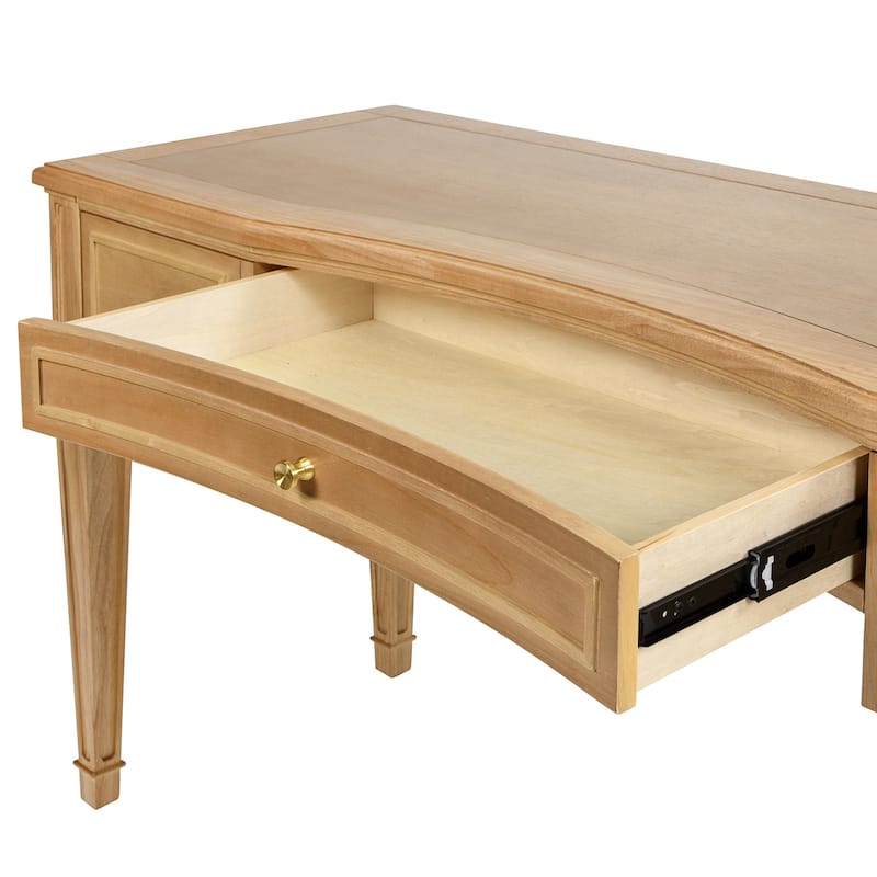 Jennifer Taylor Home Dauphin 55" Solid Wood 3-Drawer Gold Accent Executive Desk