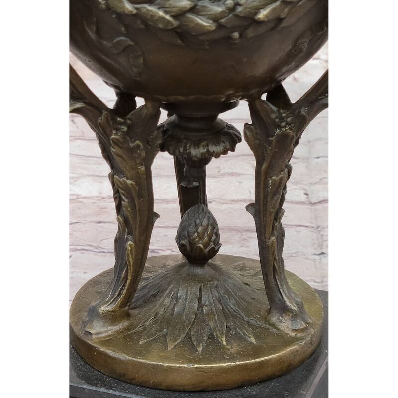 Louis Xvi Hot Cast Bronze Urn Sculpture Decor Antique Style On Marble Base