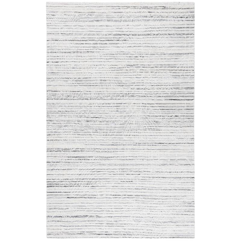 SAFAVIEH Handmade Ebony Kertu Modern & Contemporary Wool Rug - 4' x 6' - Grey/Ivory