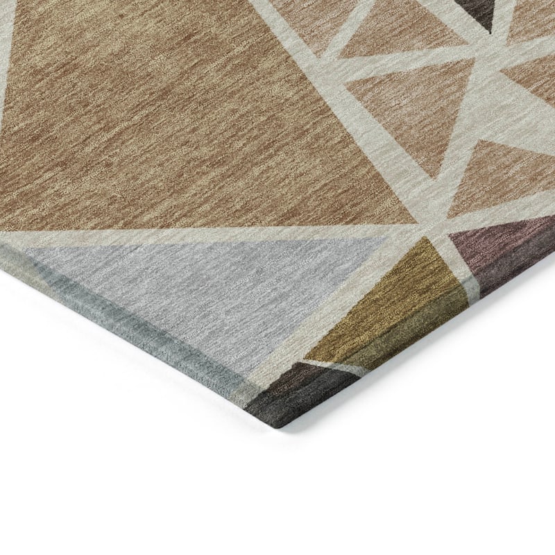 Machine Washable Indoor/ Outdoor Abstract Mosaic Chantille Rug