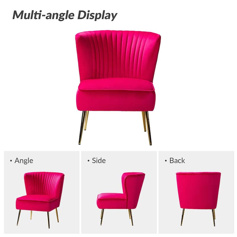 Monica 22''W Upholstered Modern Tufted Accent Side Chair with Gold Legs by HULALA HOME