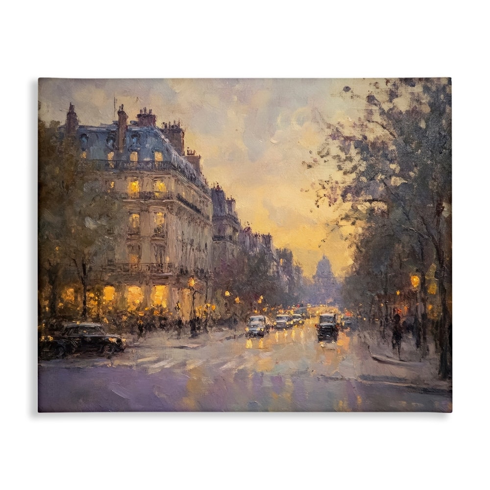 Stupell Vintage City Street View Canvas Wall Art Design By Petal Prints Design