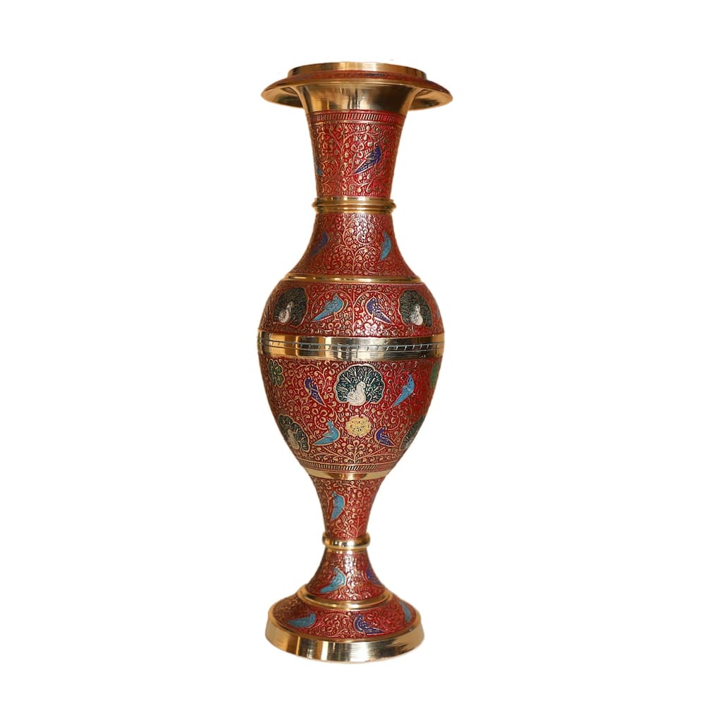 Cottage Handicraft - Brass Metal Flower Vase - 32 cm