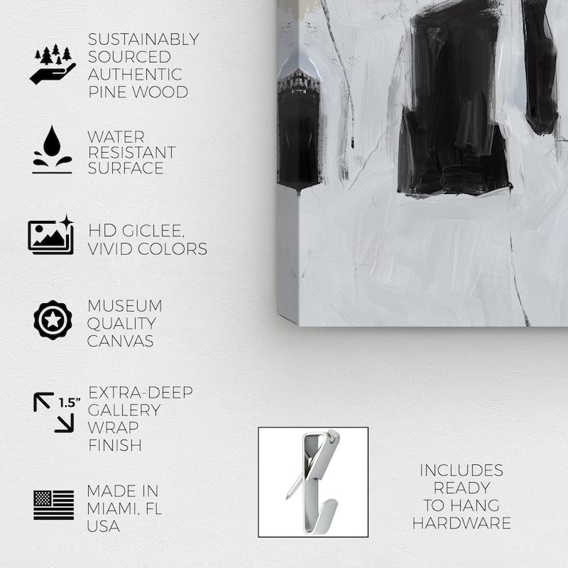 Wynwood Studio Canvas Abstract City in Fog Gray and Light Gray Modern & Contemporary Wall Art Canvas Print