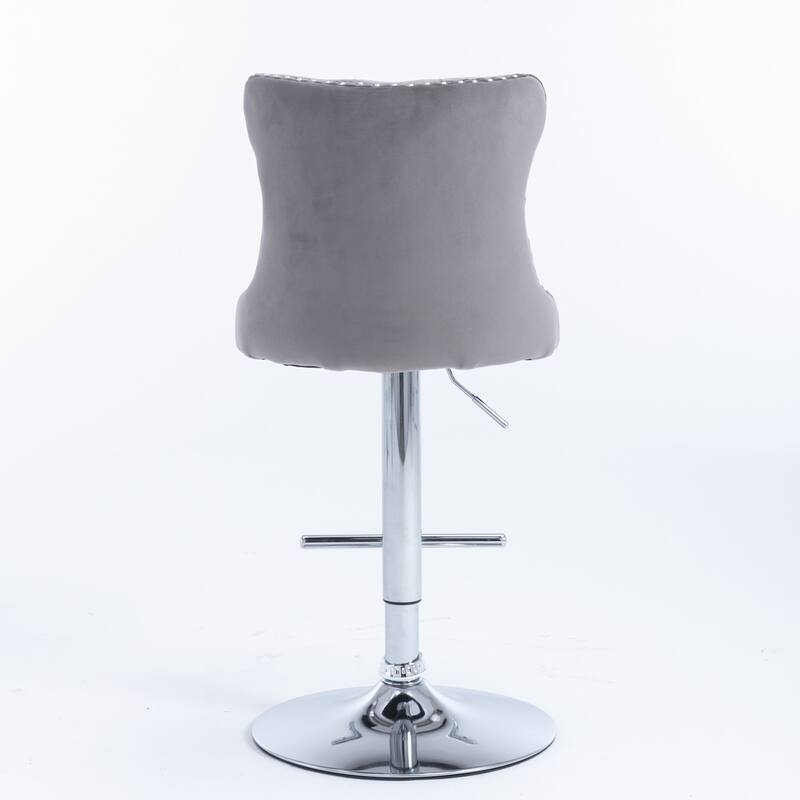 GDF Studio - Modern Upholstered Swivel Velvet Bar Stools with Adjustable Seat Height and Tufted Back (Set of 2)