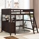 preview thumbnail 12 of 17, Full size Wooden Loft Bed with Drawers and Desk Brown