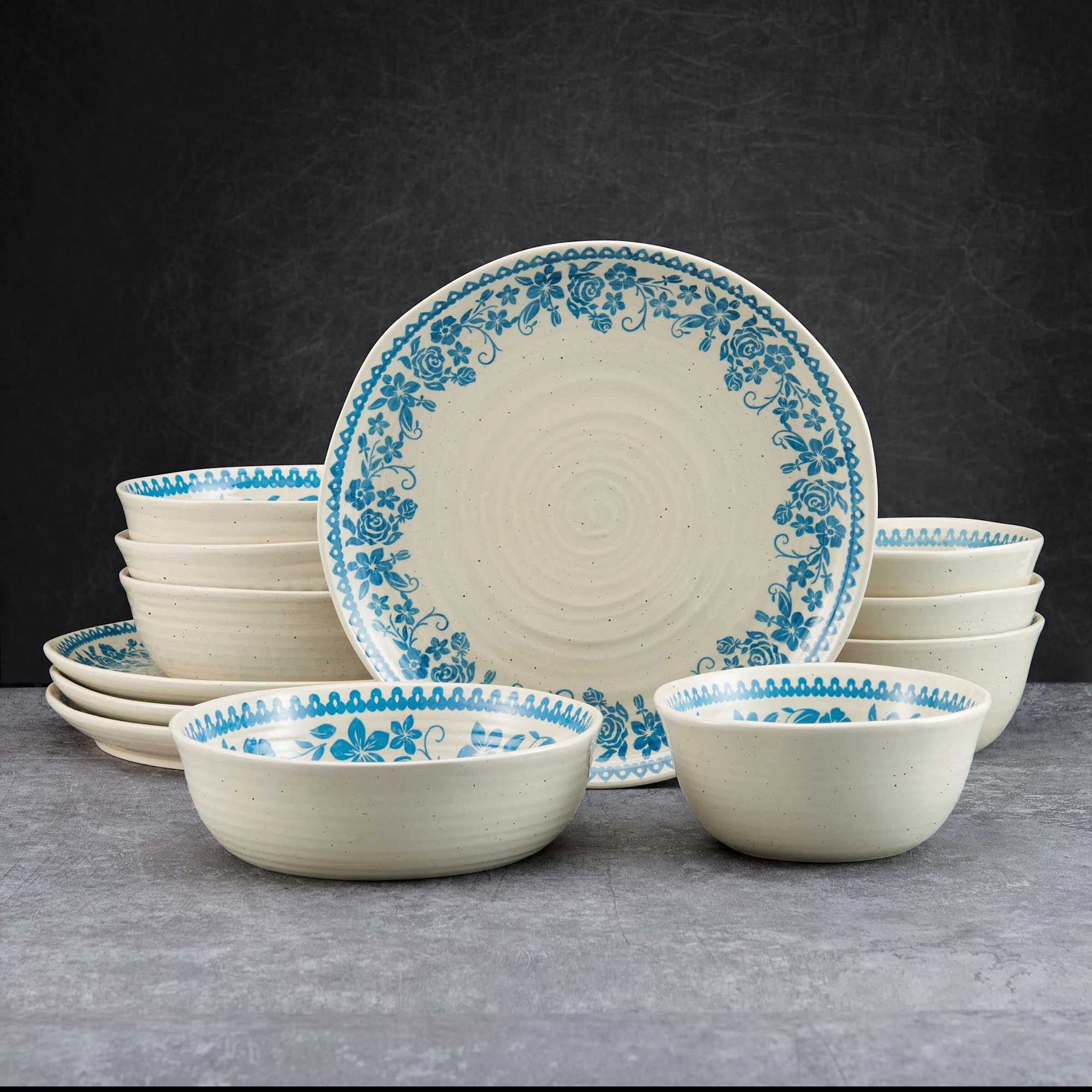 Pfaltzgraff Hayden Blue 12-Piece Dinnerware Set, Service for 4