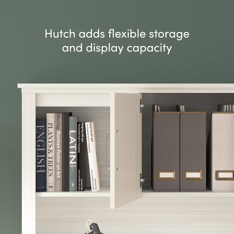 Bestar Logan 66-inch U or L Shaped Desk with Drawers and Hutch