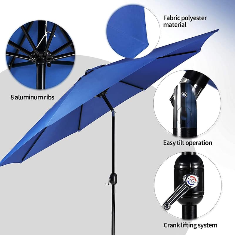 9-Foot Outdoor Patio Market Umbrella with Push Button Tilt and Crank