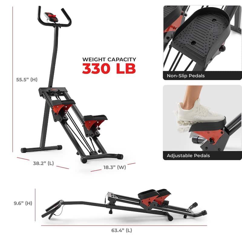 Sunny Health & Fitness Smart Foldable Stair Climber with Resistance Bands - SF-S025005