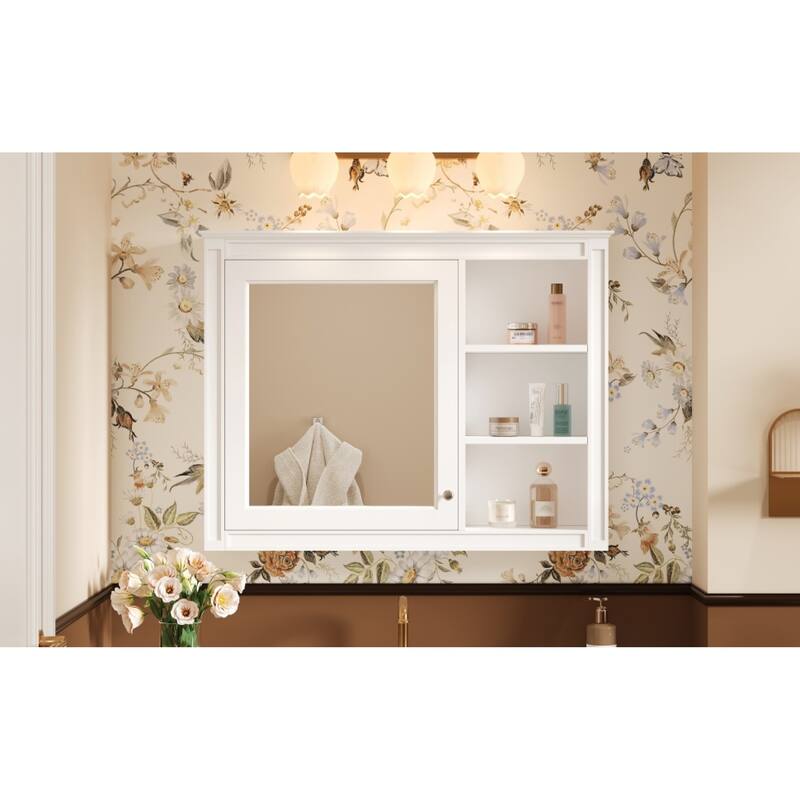 Roomfitters 36x28 Inch Medicine Cabinet, Wall Mounted Bathroom Mirror Cabinet with Adjustable Shelf, White