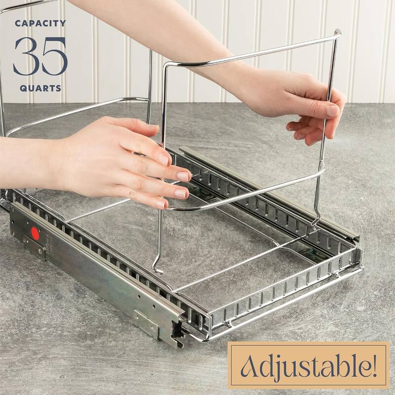 Hold N' Storage Pull Out Trash Can Under Cabinet - Trash Can Not Included, Heavy Duty
