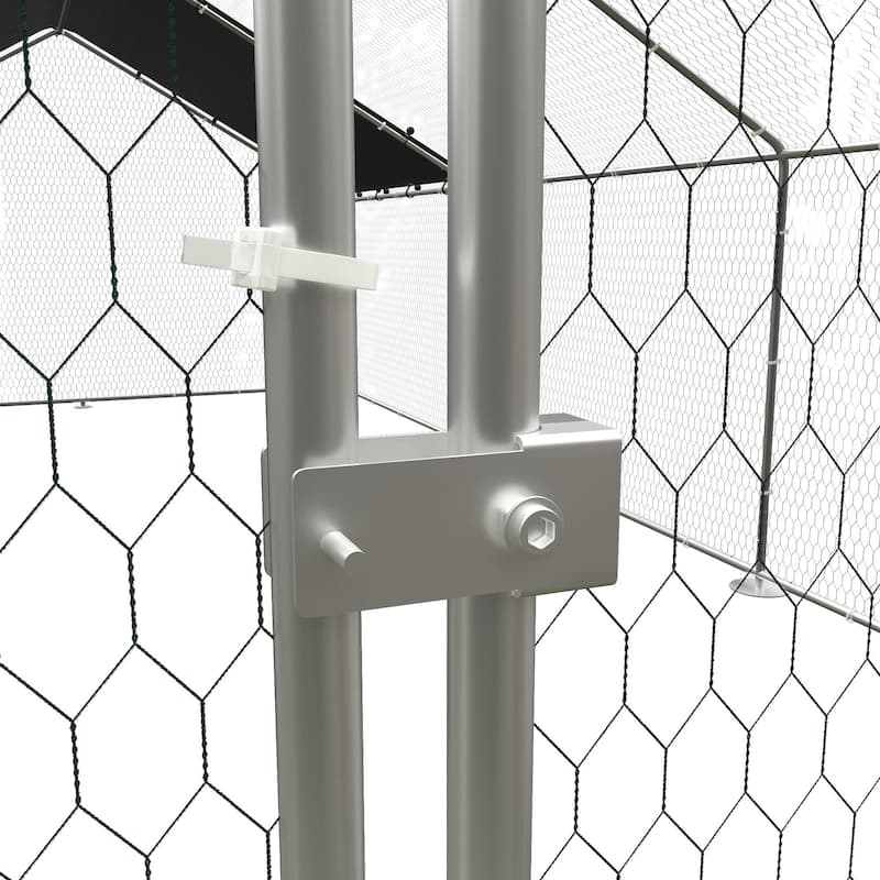 Large Metal Chicken Coop, Walk-in chicken coop,rabbit duck coop - Silver