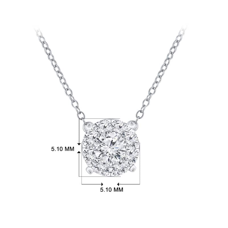 14k Gold Round Shaped 1/10ct TDW Pave Diamond Necklace by Auriya (H-I, I1-I2)