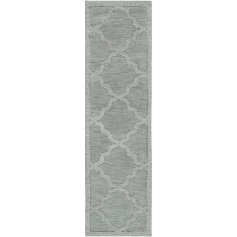 Livabliss Glacier Hand-woven Tone-on-Tone Lattice Wool Runner Rug