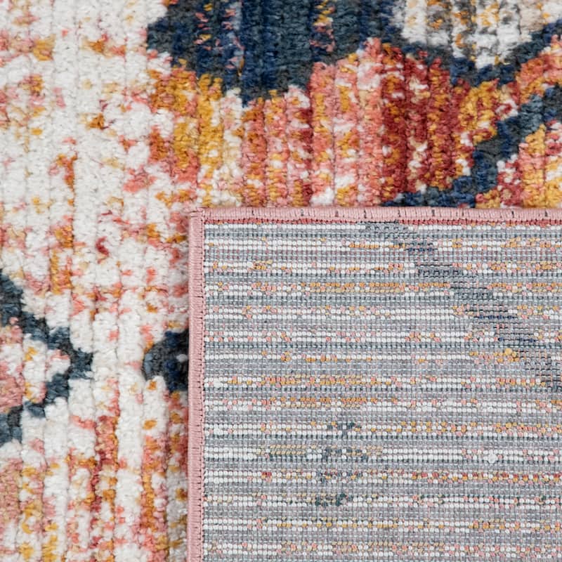 Modern Area Rug Boho Style colorful Diamond pattern in Cream and Red