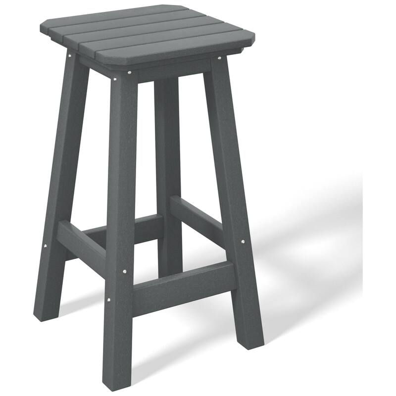 Laguna Hdpe All Weather Outdoor Patio 24" Square Counter Stool - Gray