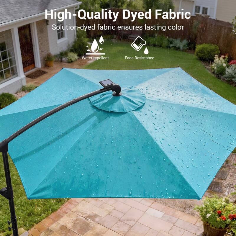 Sonkuki Outdoor 10FT LED lighted Patio Offset umbrella for Garden