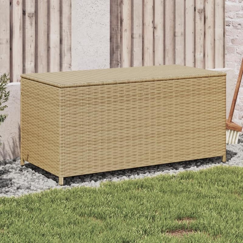vidaXL Patio Storage Box Poly Rattan 70.9"x35.4"x27.6" Gray