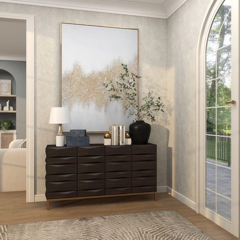 CosmoLiving by Cosmopolitan Canvas Glitter Flakes Geode Living Room Framed Wall Art with Gold Frame