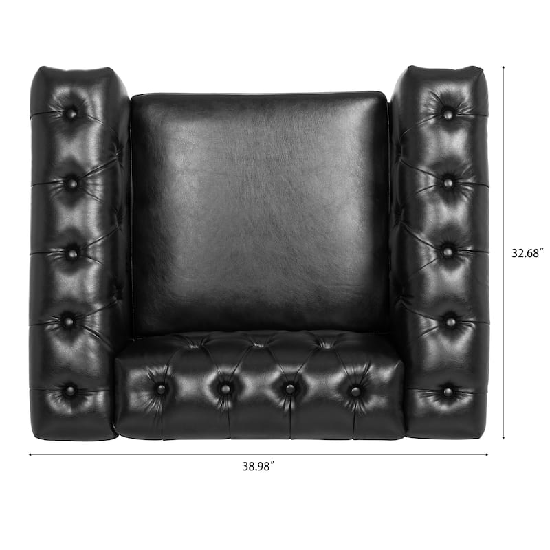Black 38.98" Buttons Tufted Accent Chair with Birch Legs