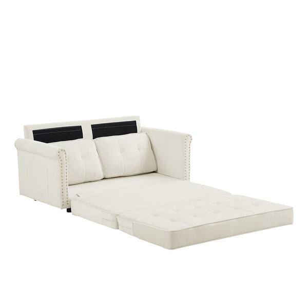 Folding Futon Loveseat Sofa Bed with Nailhead Arms Bed Bath & Beyond