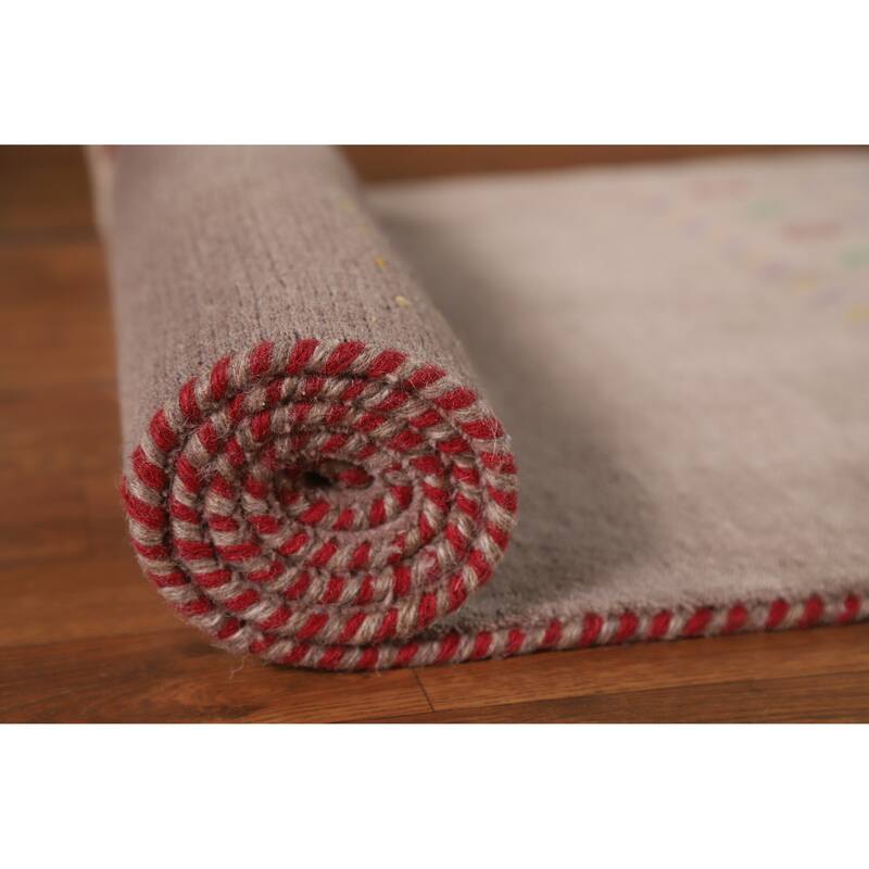 Hand Knotted Oriental 100% Wool Carpet Tribal Tribal Brown Gabbeh Runner Rug - 9' 10'' X 2' 8''