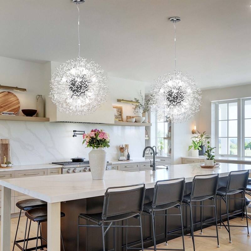 8/9/12/16-Light Modern Linear Sputnik Globe Pendant Starburst Firework Crystal Chandelier