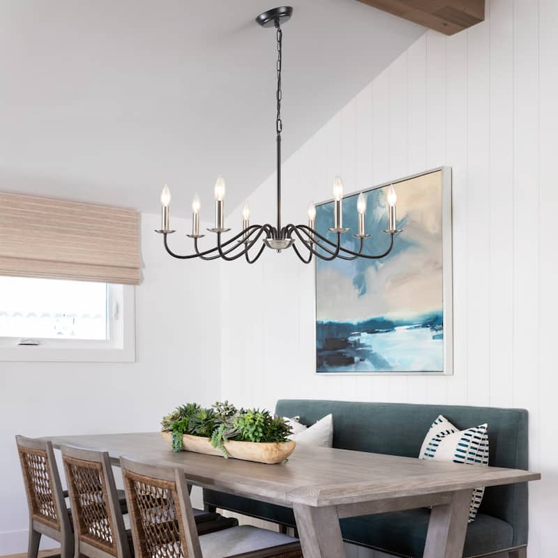 8-Light 30.7 in. Farmhouse Chandeliers for Bedroom Living Room Study