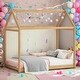 preview thumbnail 2 of 23, Wooden Twin Size House Bed, Kids Bed with House-shaped Roof