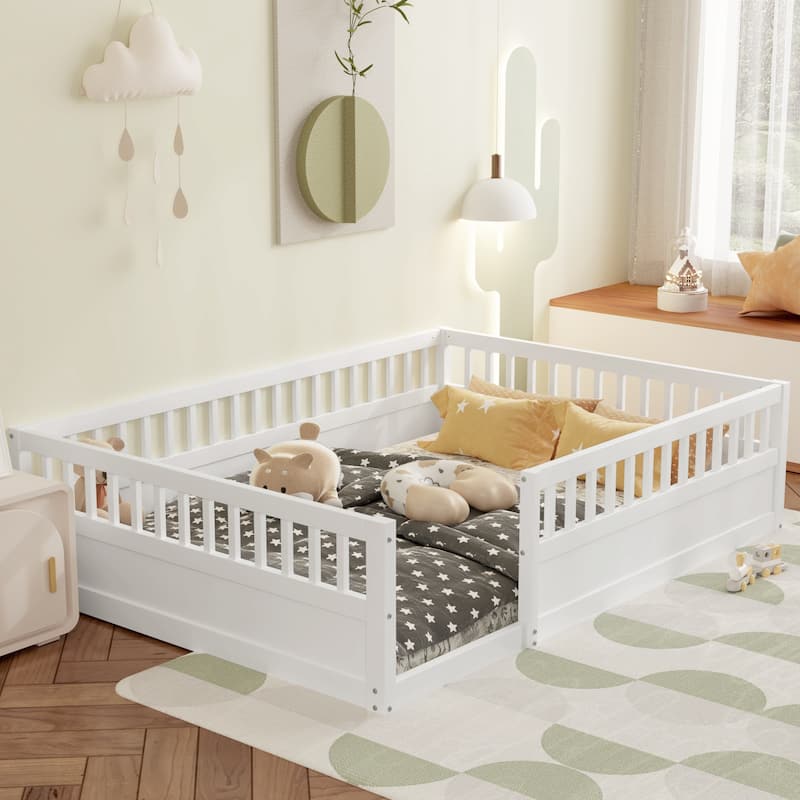 Montessori Floor Bed Frame with Safety Fence