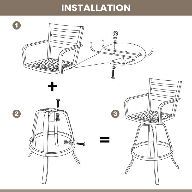 Outdoor Patio Swivel Aluminum Bar Stools Dining Chairs with Sunbrella Cushion