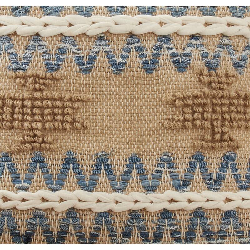 Multi Texture Throw Pillow With Chindi Design