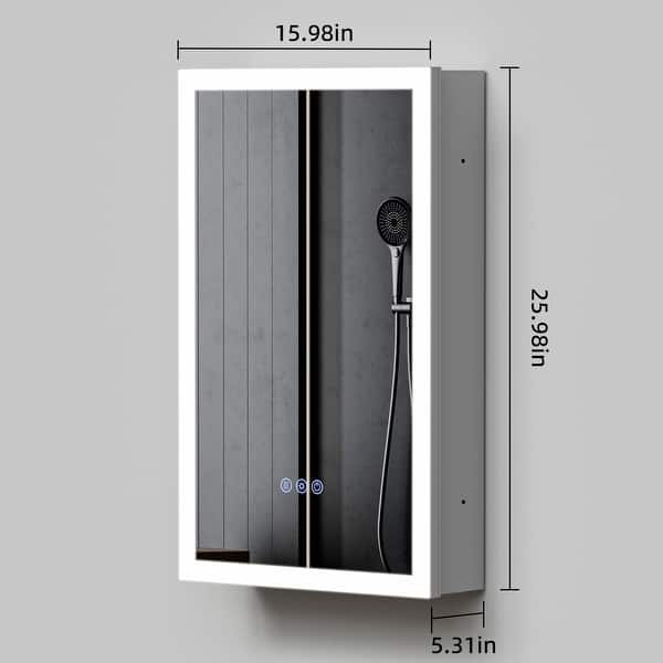 dimension image slide 0 of 2, Modland LED Lighted Medicine Cabinet with Mirror Bathroom Mirror Cabinet with Lights Anti-Fog
