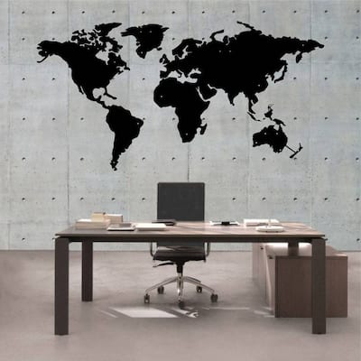 World Map Metal Wall Decor for Home and Outside - Wall-Mounted Geometric Wall Art Decor