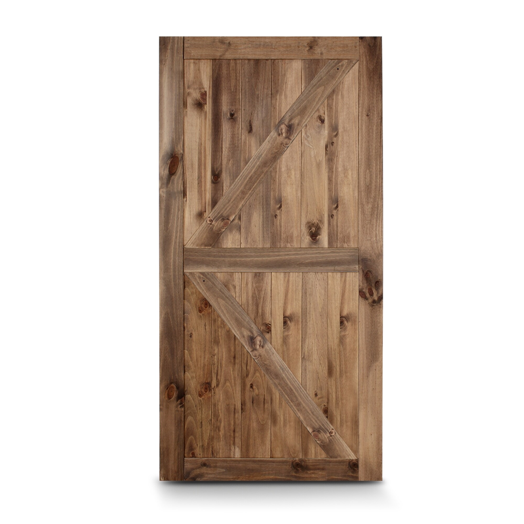 BELLEZE 42 x 84 Modern Sliding Barn Door Natural Wood Pine Unfinished Arrow Single DIY Easy Assemble Nature 