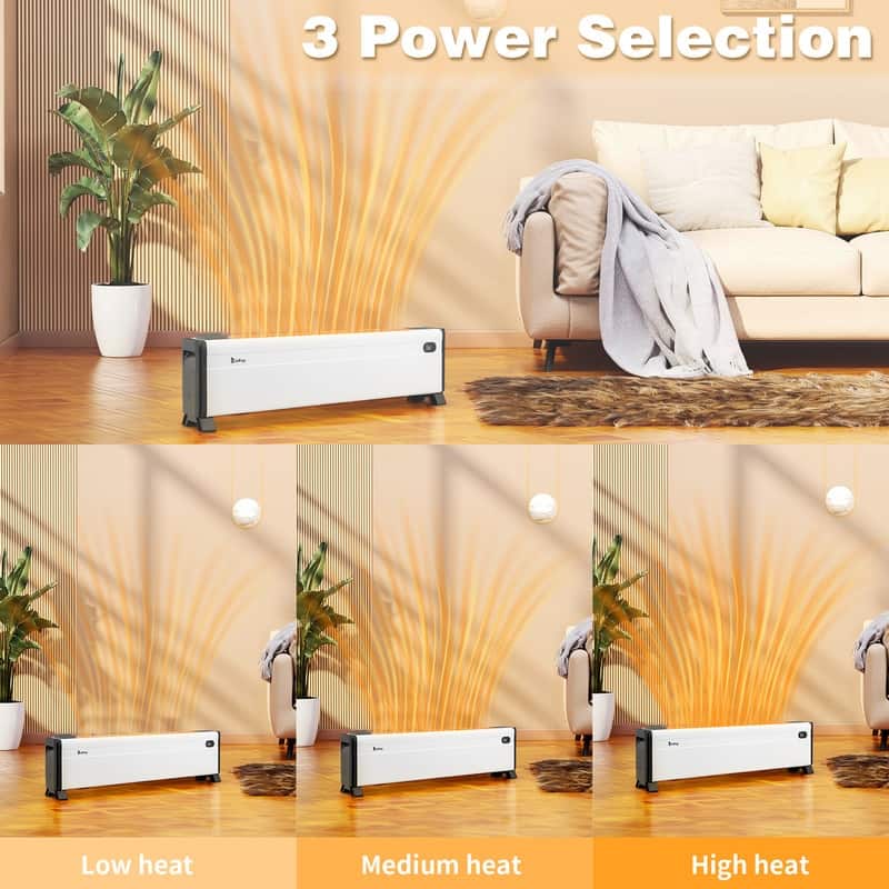 1500W Electric Baseboard Space Heater with 3 Heat Settings, Remote Control