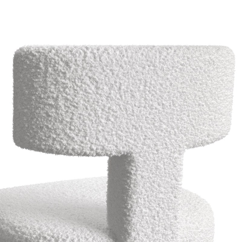 Dining Chairs Boucle Fabric Lamb Upholstered T-Shape (Set of 4)