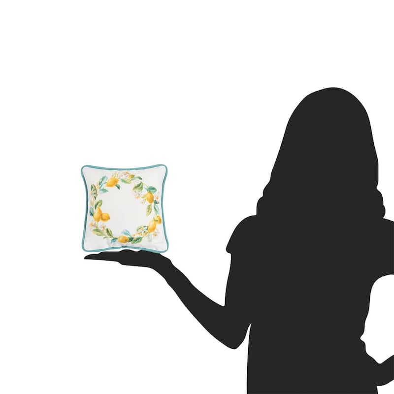 8" x 8" Lemon Wreath Petite Printed Throw Pillow