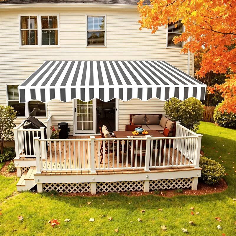 MCombo10x8Feet Manual Retractable Patio Door Window Awning Sunshade Shelter Outdoor Canopy