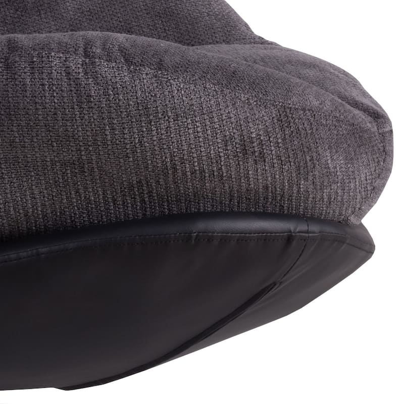 Black+Dark Gray 32.25" Chenille Swivel Lounge Chair
