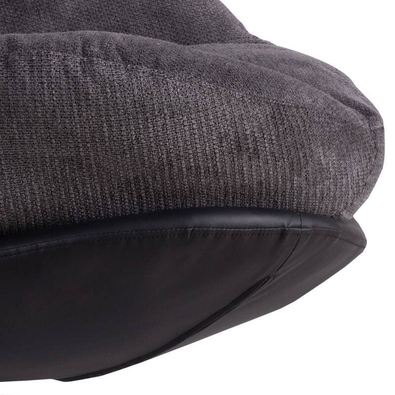 Modern 32.25" Chenille 360° Swivel Lounge Chair with Faux Leather Metal Base Frame