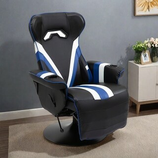 PVC Armless Gaming Recliner Chair with Footrest, Cup Holders, and ...