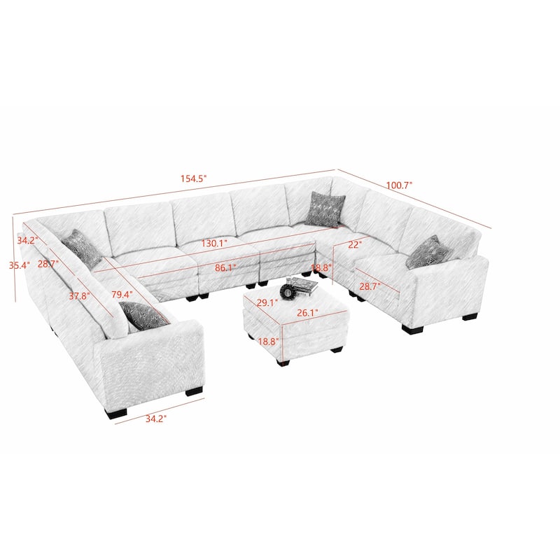 10 PCS Corduroy Flexible Combination Sectional Sofa