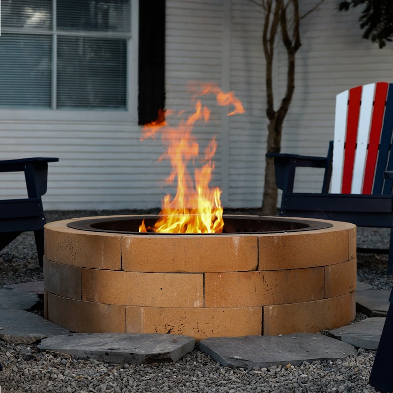 Aoodor Round Smokeless Fire Pit Ring, 36 Inch Double Layer Heavy Duty Metal Fire Pit Insert Liner - 36-inch