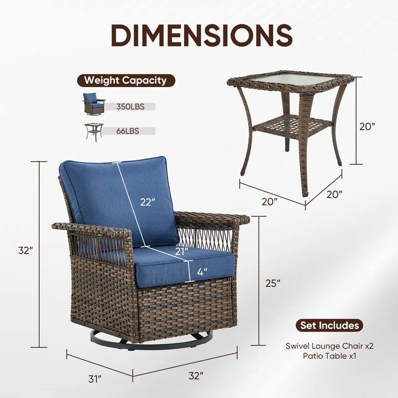 Gymojoy Patio Furniture Set with Professional Outdoor Cushions