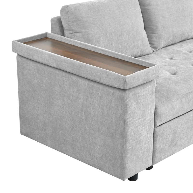 91.5 Inch L Shaped Couch with Pull Out Bed