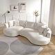 preview thumbnail 16 of 59, Contempory Curved L-Shaped Sectional Sofa with Chaise – Extra Wide White Upholstered Luxury Lounge Curved White1 - Left Facing